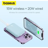 Baseus Magnetic Mini Air Wireless Fast Charge Power Bank 20W 10000mAh (голубой) Image #12